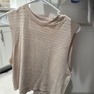 Sleeveless Beige Textured Women's Top
